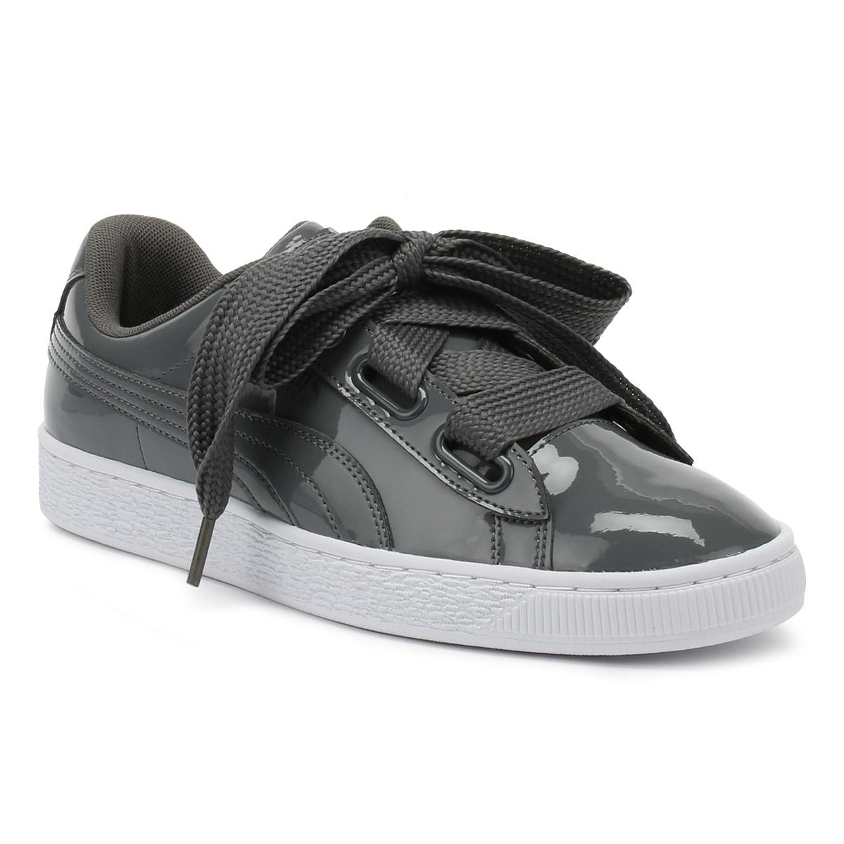 PUMA Leather Womens Iron Gate Grey Basket Heart Patent Trainers Women's  Shoes (trainers) In Multicolour in Gray - Lyst