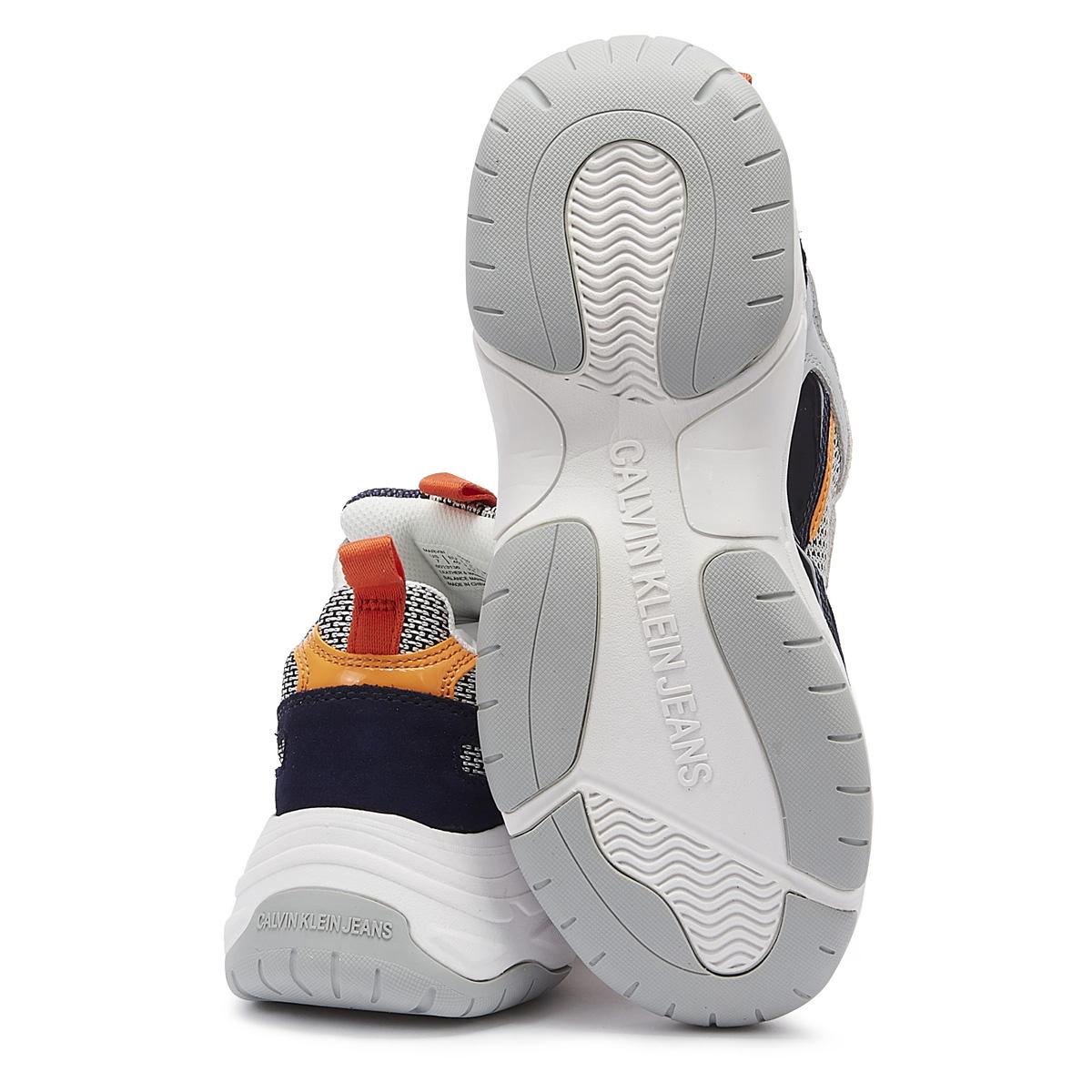 calvin klein navy & orange marvin trainers
