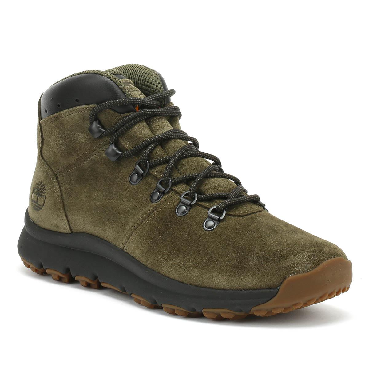 timberland world hiker boots in khaki suede