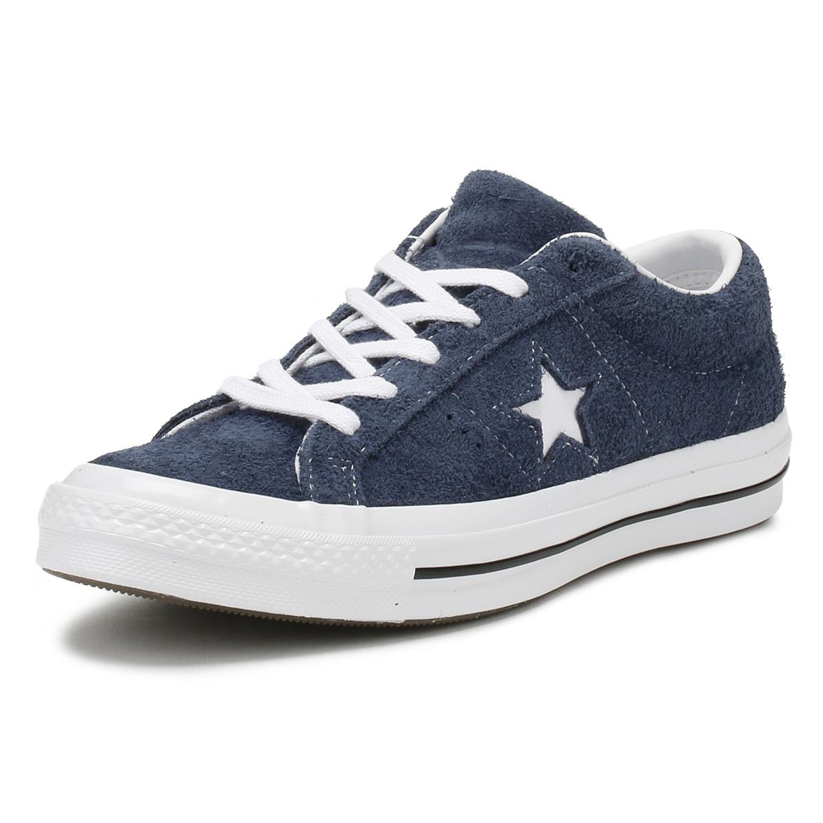 Converse One Star Navy Premium Suede Ox Trainers in Blue for Men - Lyst