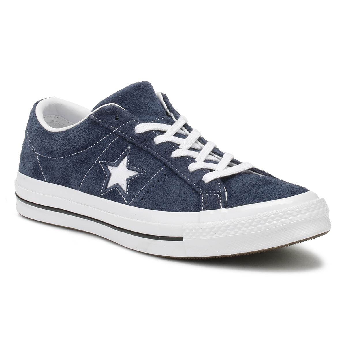 Converse One Star Navy Premium Suede Ox Trainers in Blue for Men - Lyst