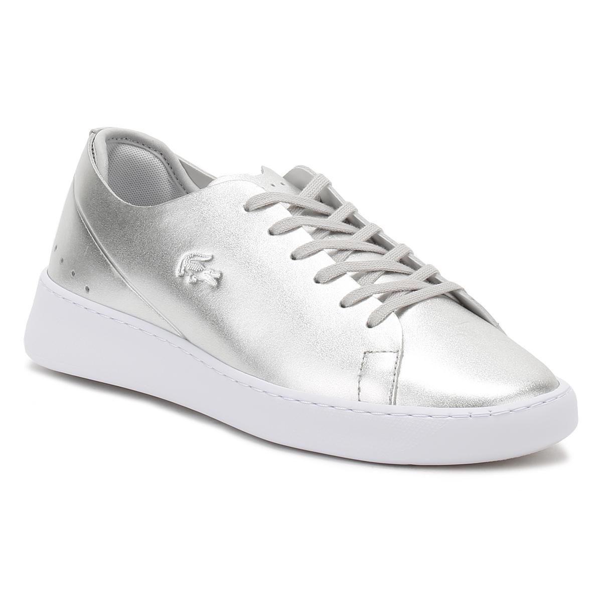 Lacoste Leather Eyyla Sneaker in Silver 