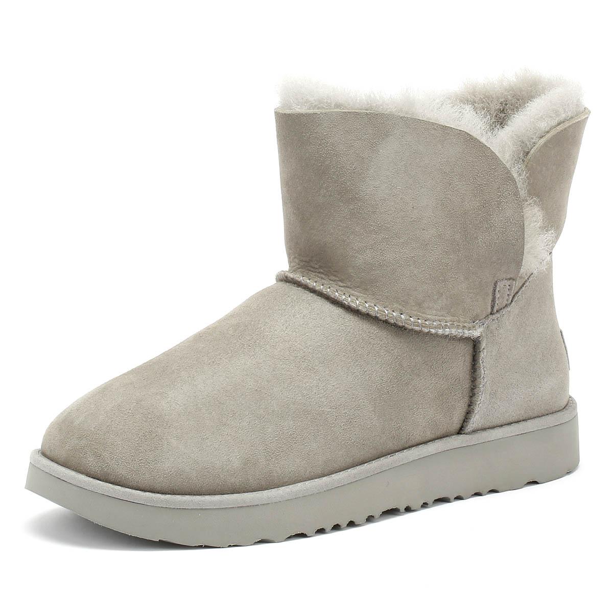 UGG Suede UGG Classic Cuff Mini Womens Grey Boots in Gray - Lyst