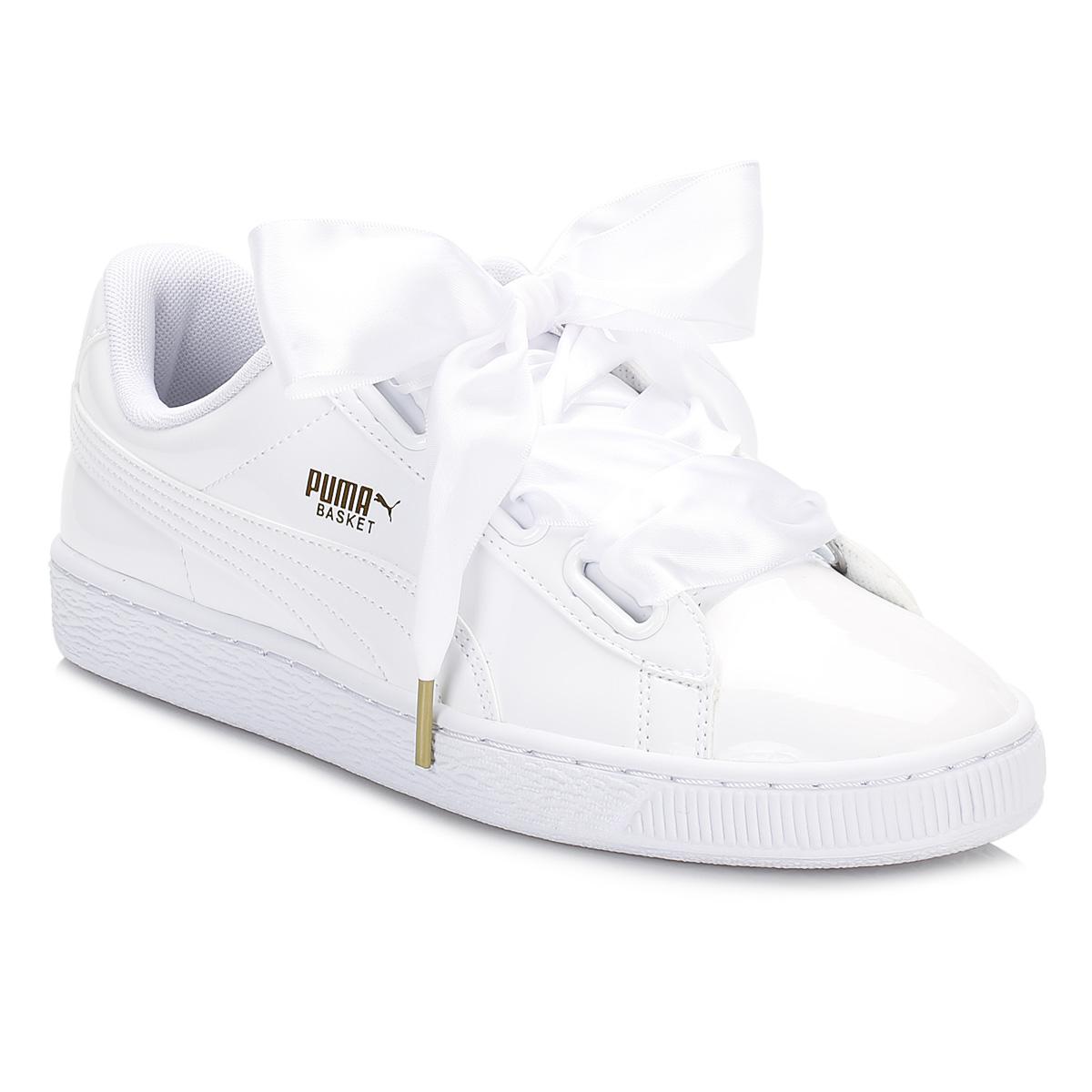 PUMA Lace Womens White Basket Heart Patent Trainers - Lyst