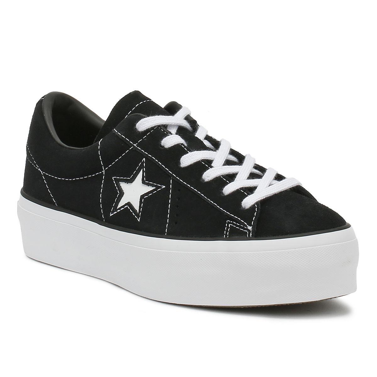 converse one star ox trainers in black