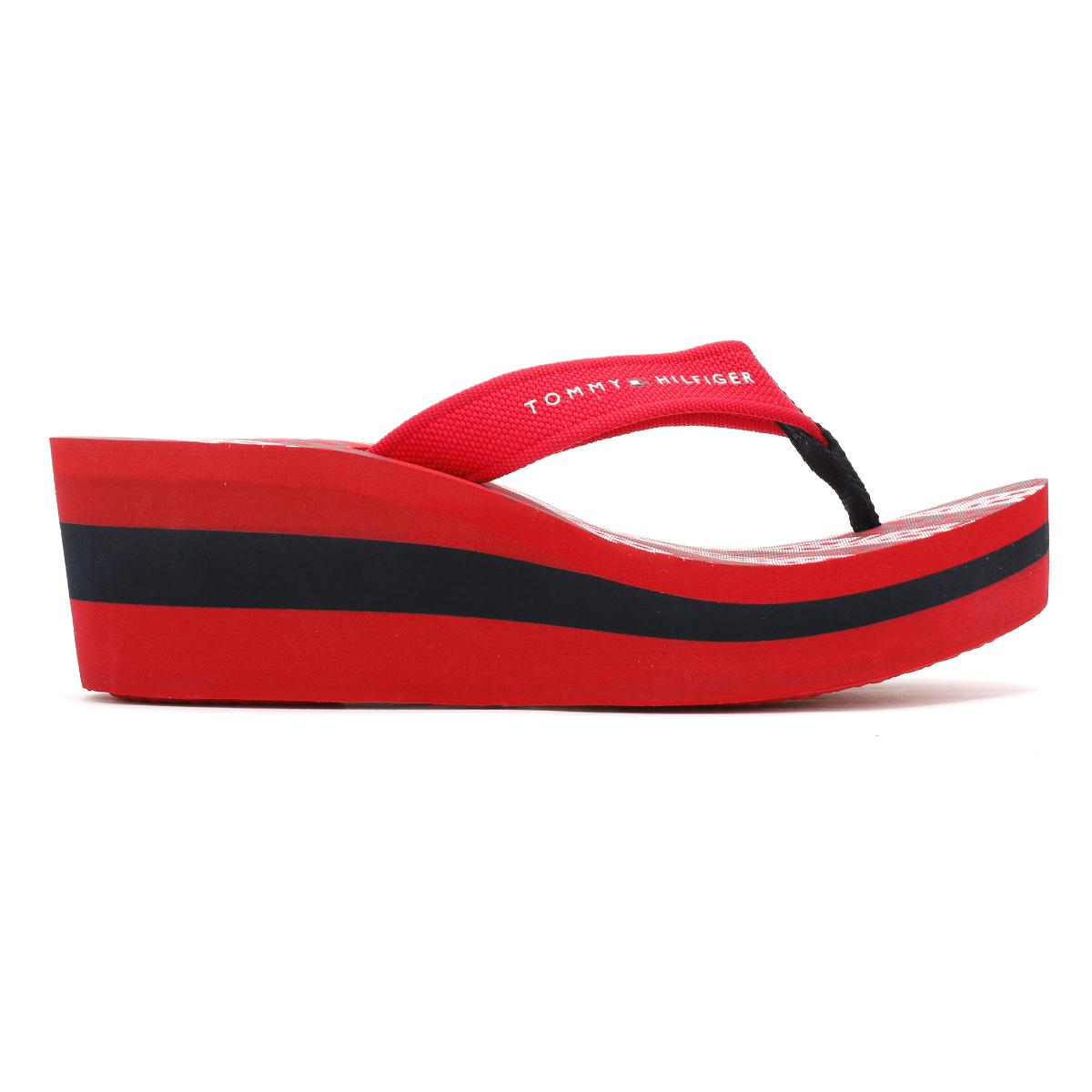 red wedge flip flops