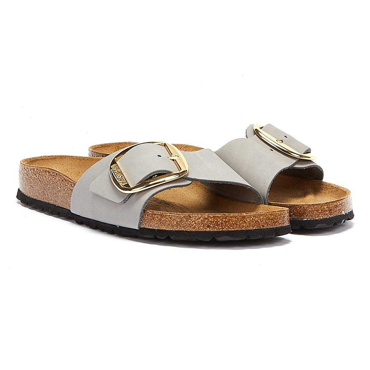 Birkenstock Madrid Big Buckle Nubuck Light Sandals in Grey Lyst UK