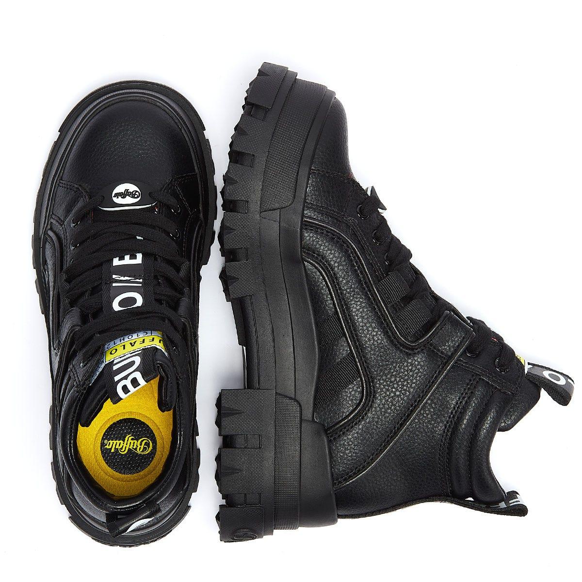 buffalo black aspha mid trainers