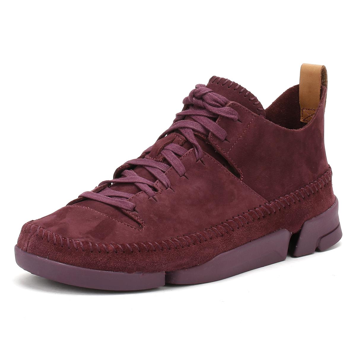 Clarks Leather Mens Burgundy Trigenic Flex Trainers in