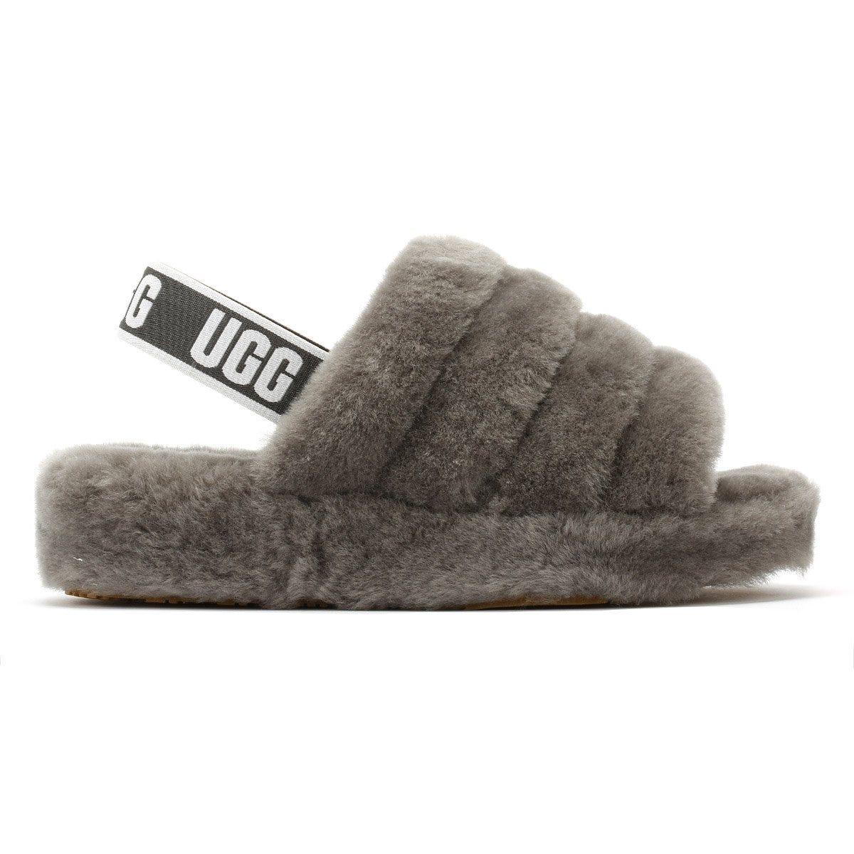 grey fluffy ugg slippers