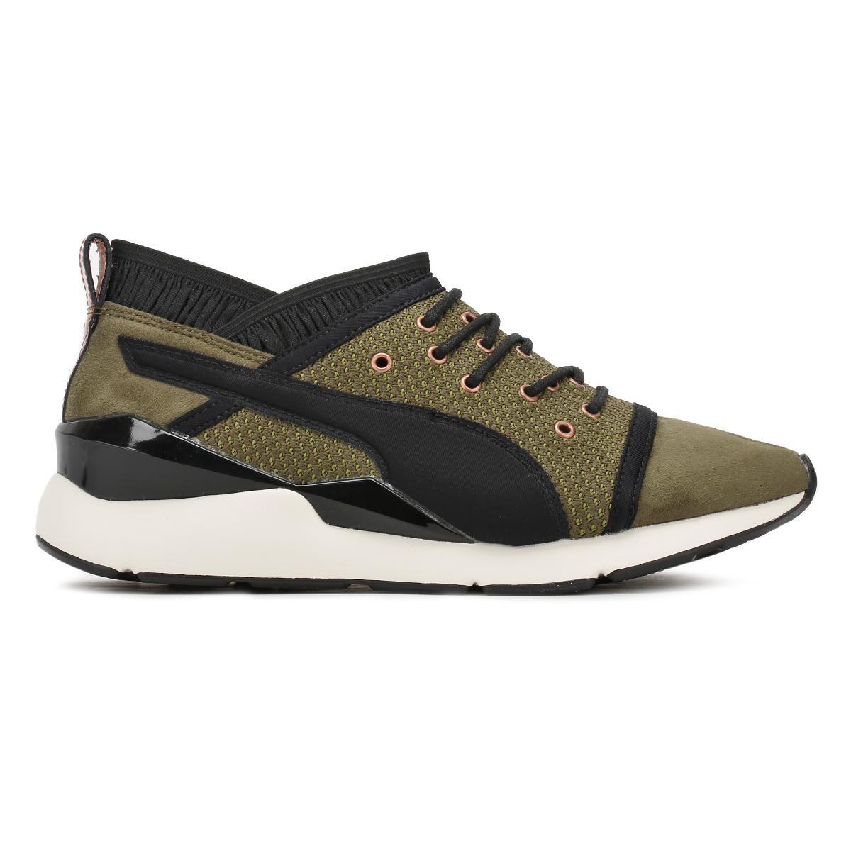 olive puma trainers