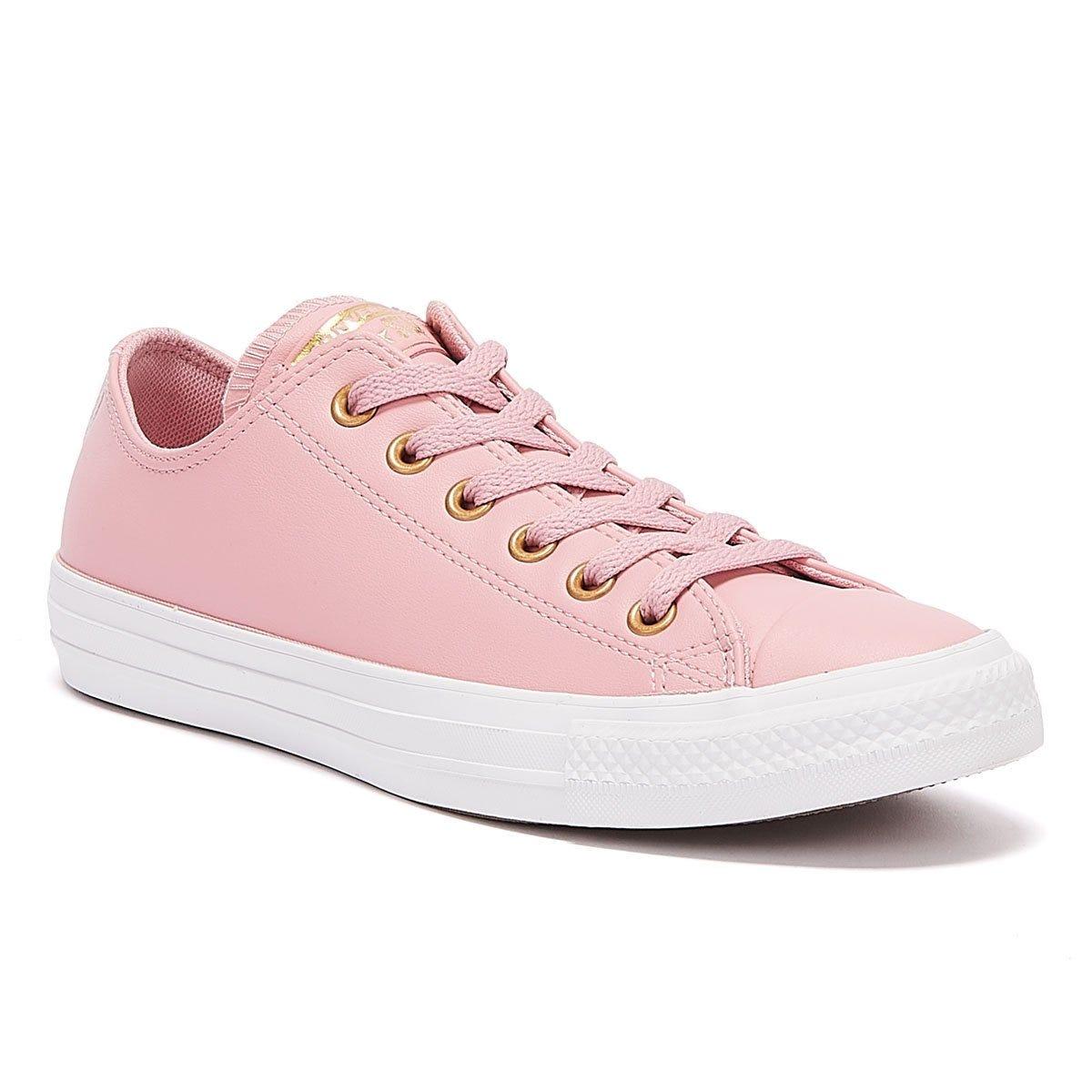 Ladies pink leather converse Clearance