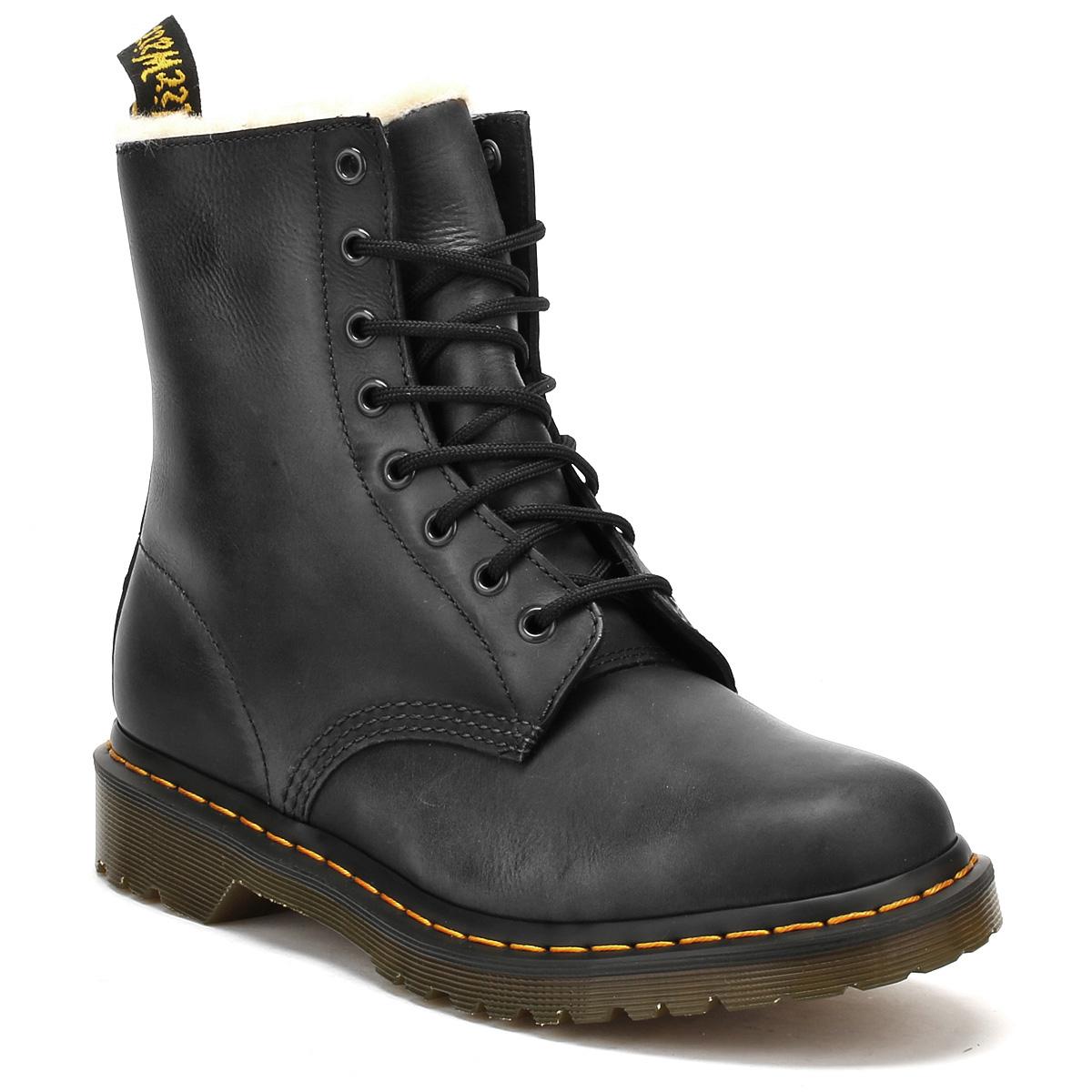 black dr martens fur lined