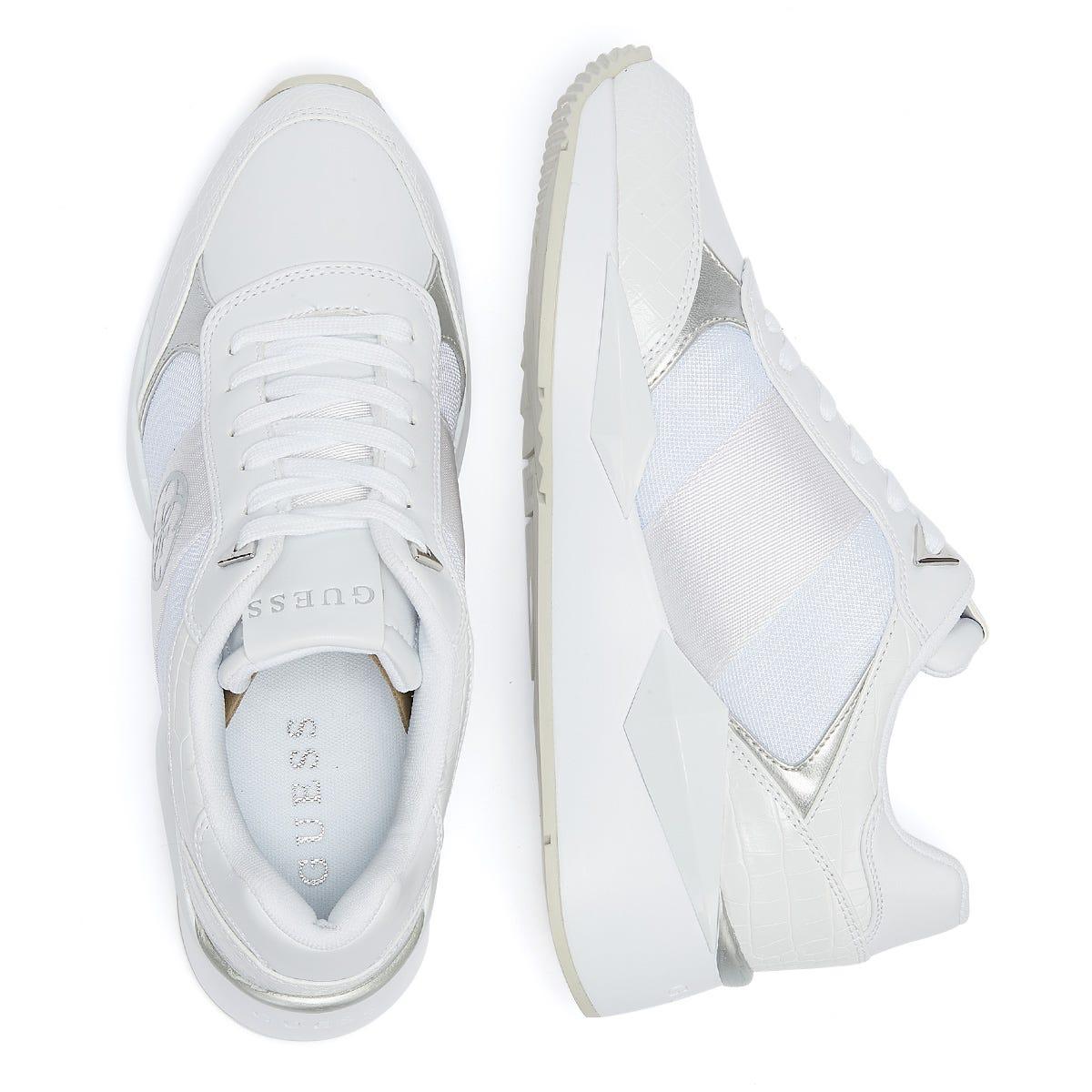 guess white and silver trainers