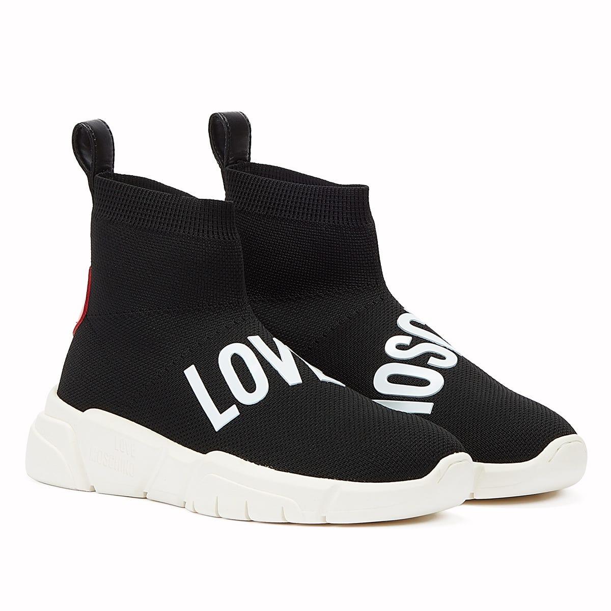 Love Moschino Sock Boot Trainers in Black | Lyst UK