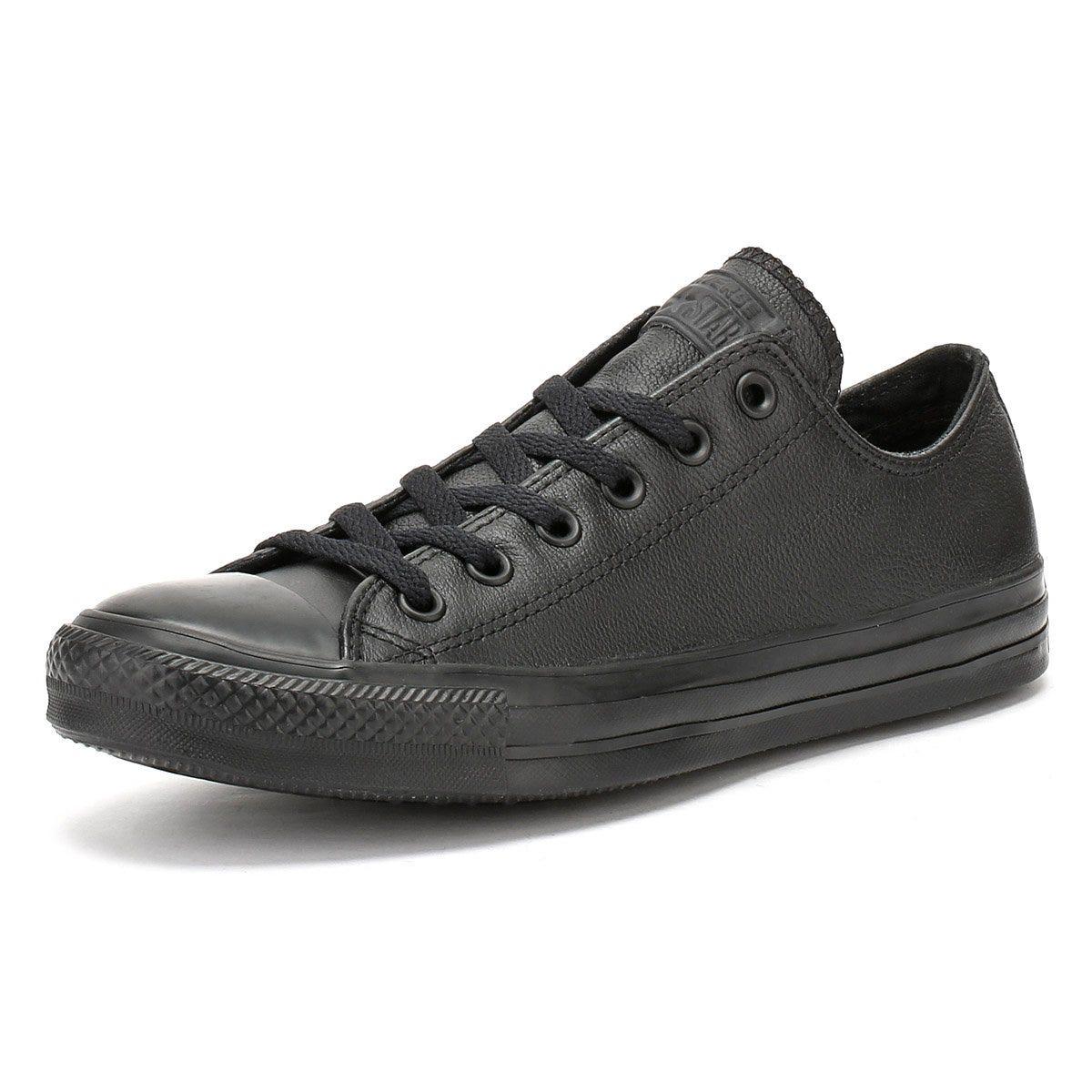 converse all star ox black leather trainers