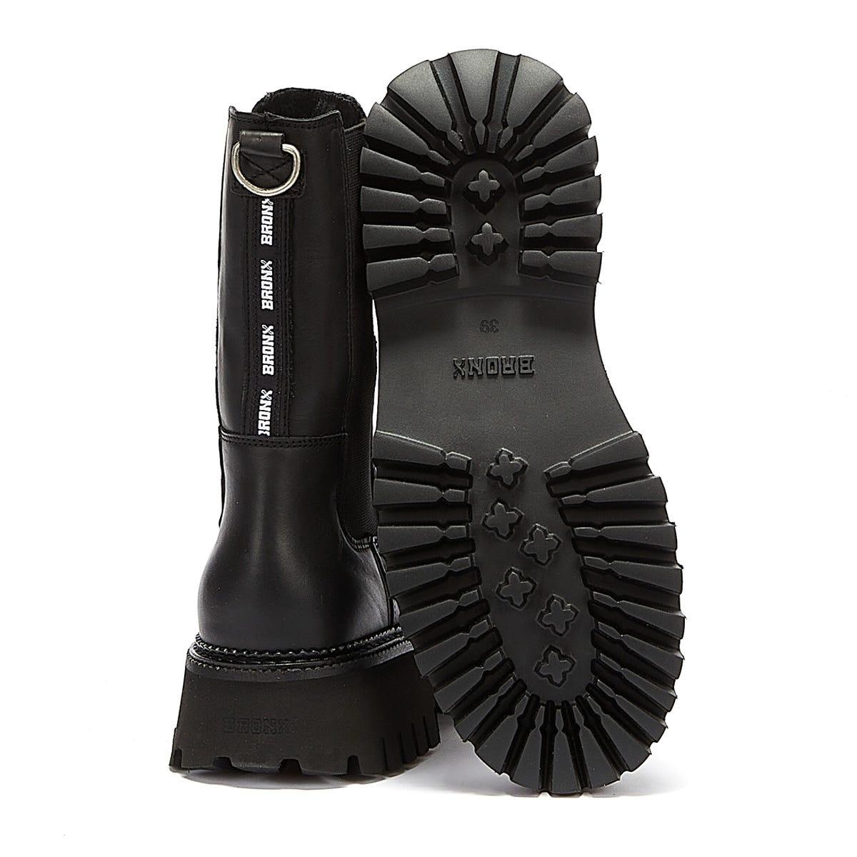Bronx Leather Groov-y High Chelsea Womens Black Boots - Lyst