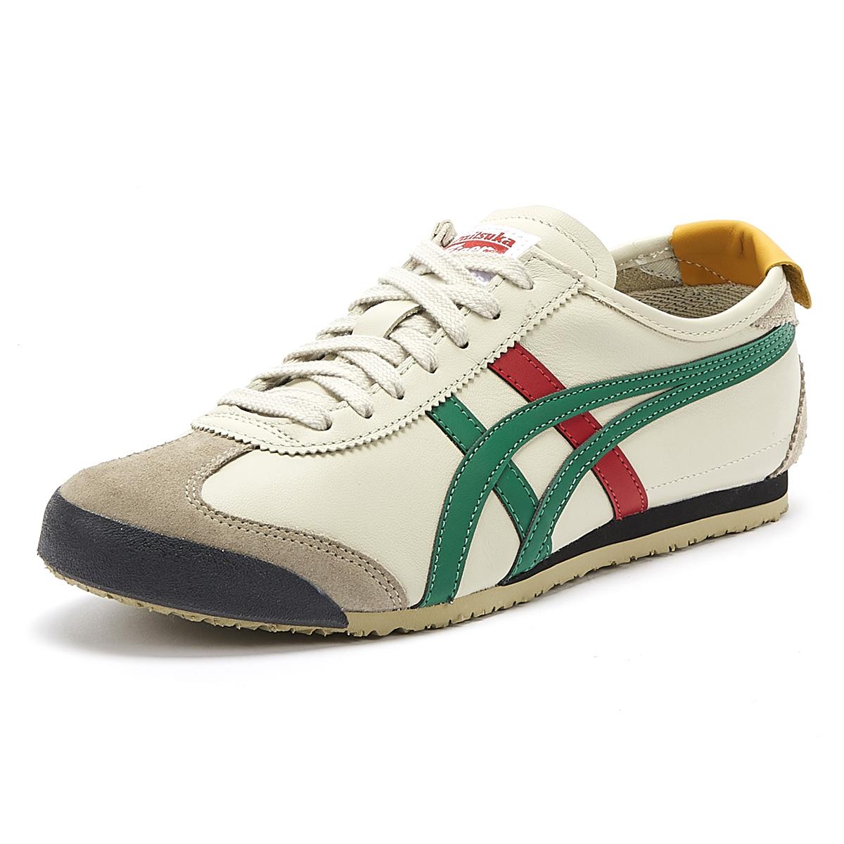 Onitsuka Tiger Leather Mexico 66 Mens Birch Beige / Green Trainers in ...