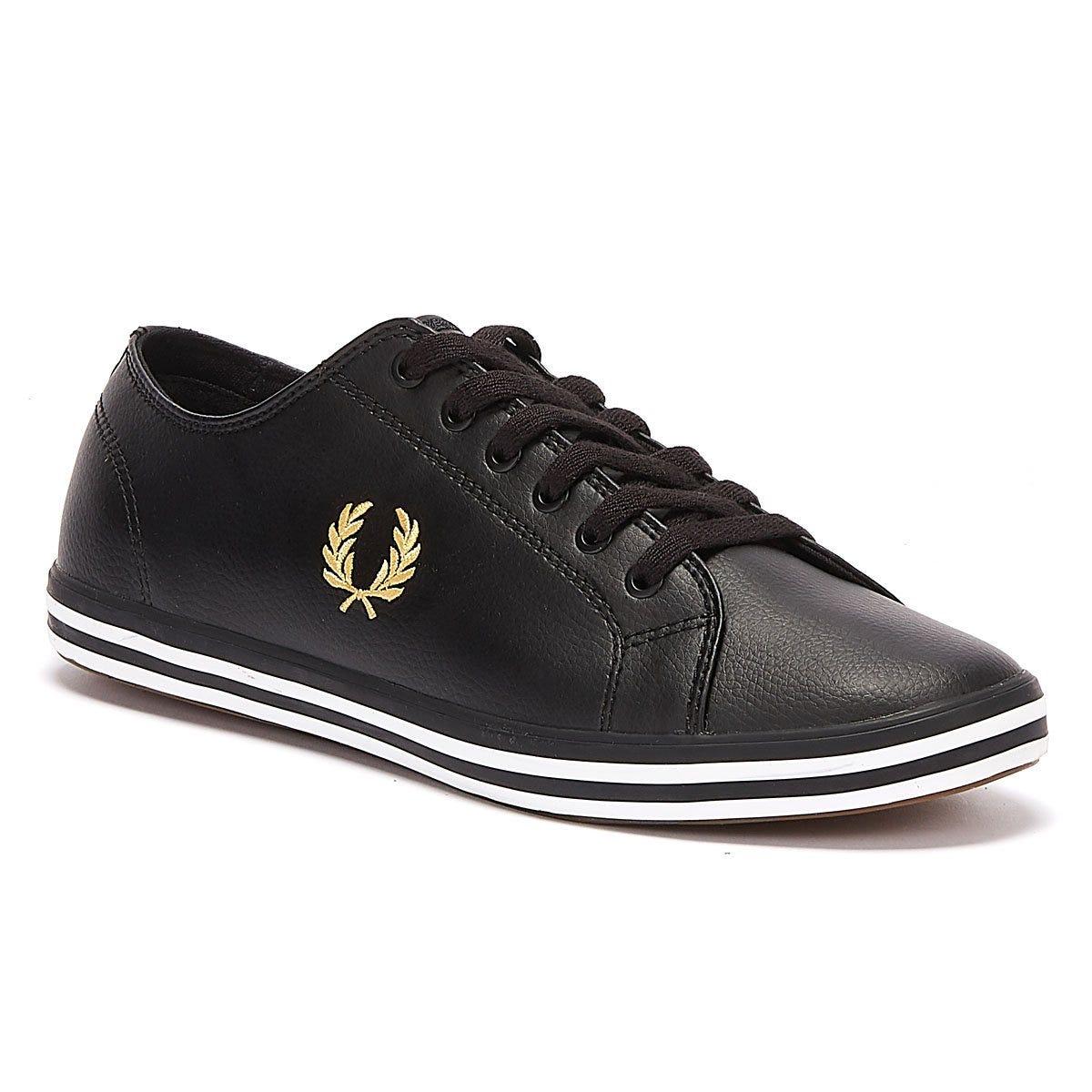 Fred Perry Kingston Leather Mens Black / Gold Trainers for Men - Lyst