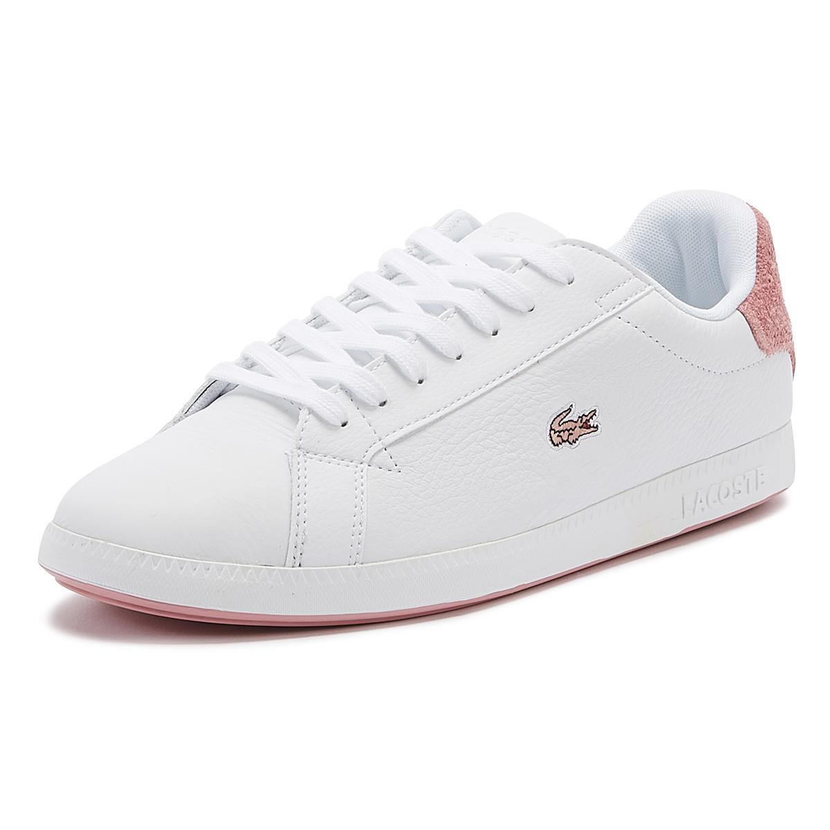 Women's white and pink lacoste trainers Clearance