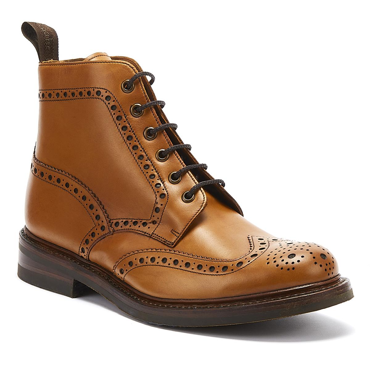 Men's Leather Wide Fit Brogue Boots in Brown for Men | Lyst