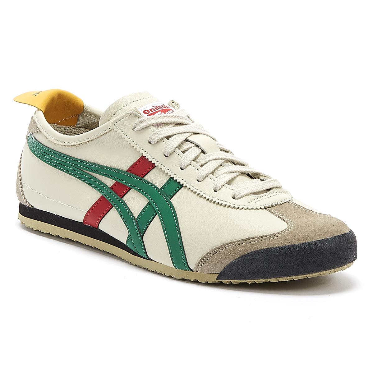 Onitsuka Tiger Leather Mexico 66 Mens Birch Beige / Green Trainers in ...