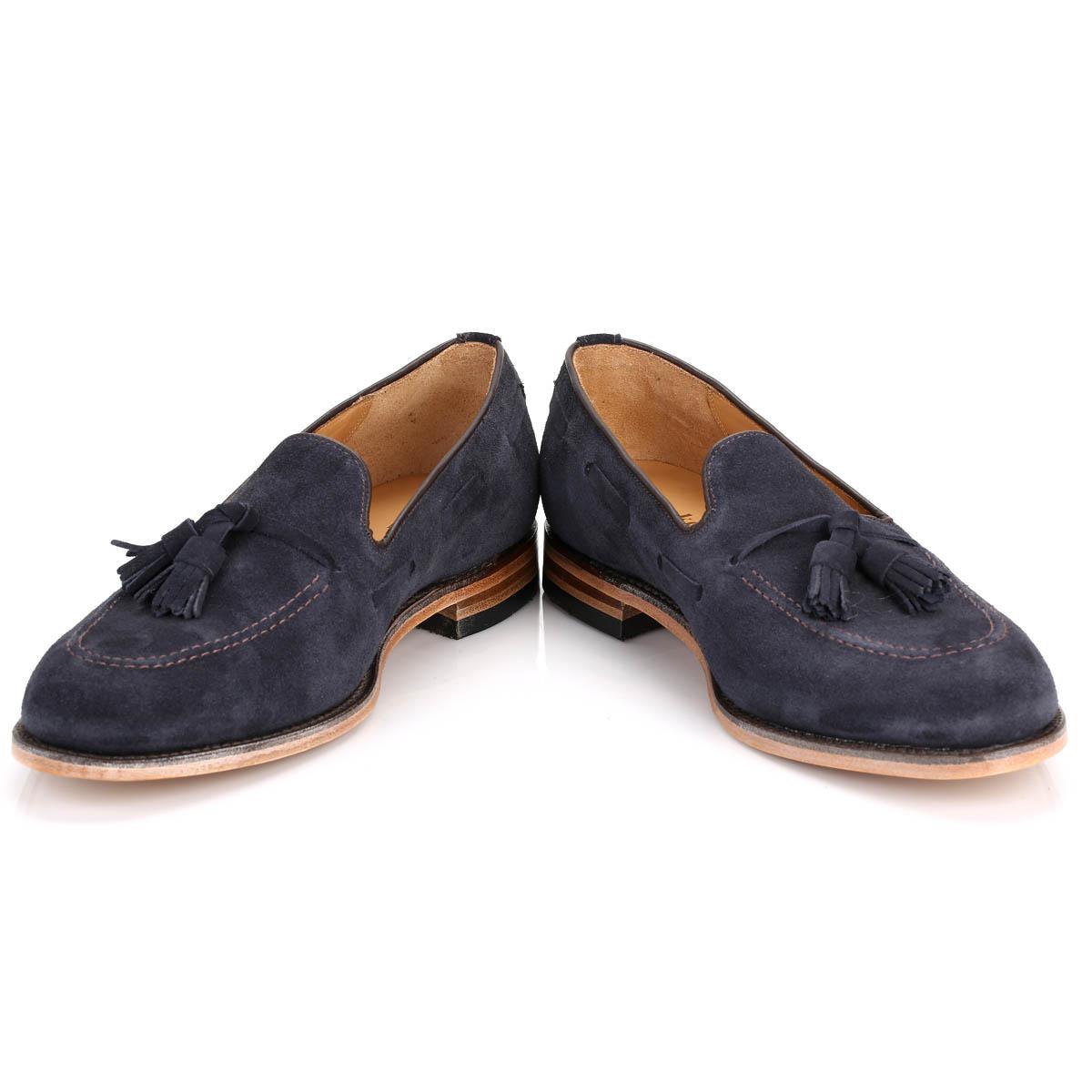 navy backless loafers
