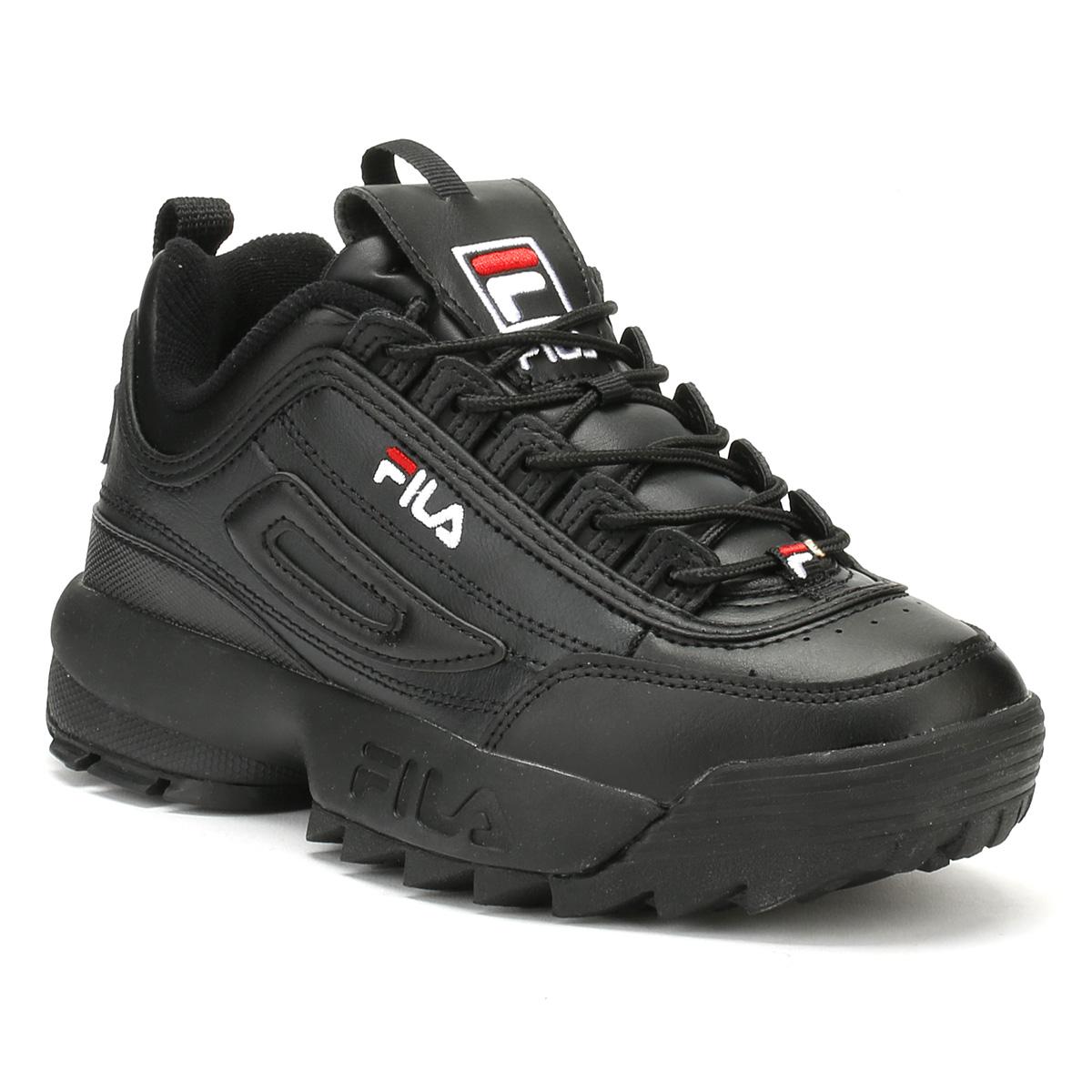 black and red fila shoes
