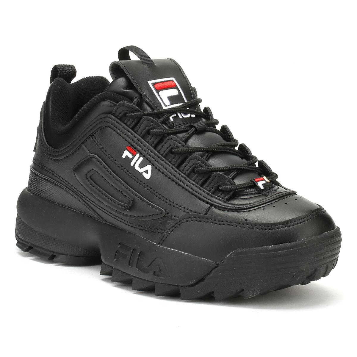 red black and white fila shoes
