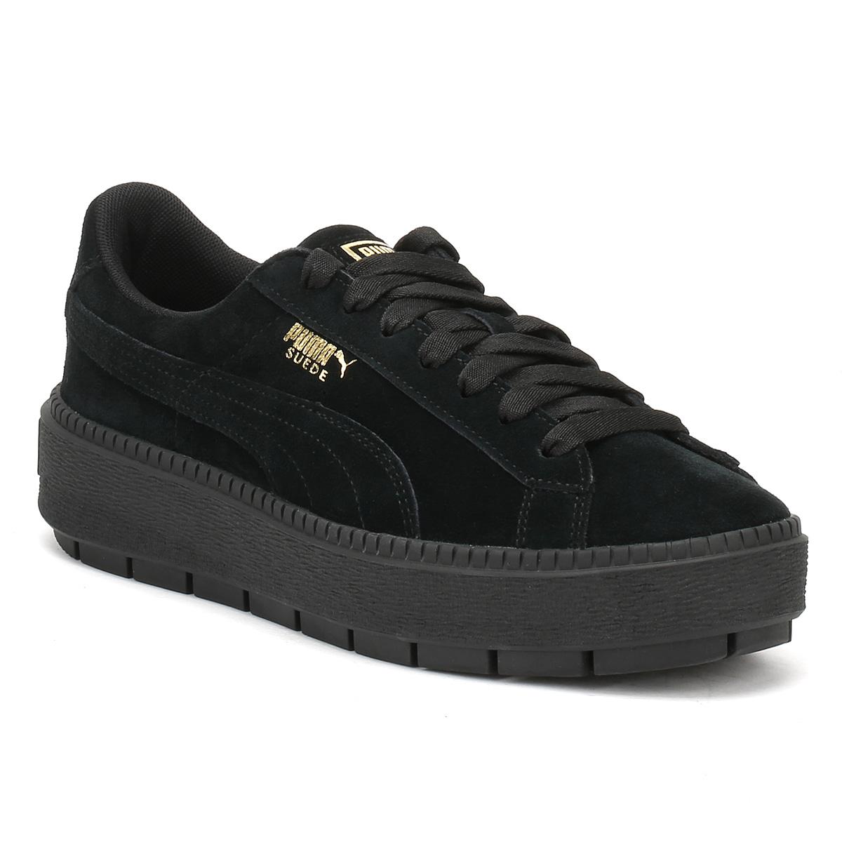 black suede platform trainers