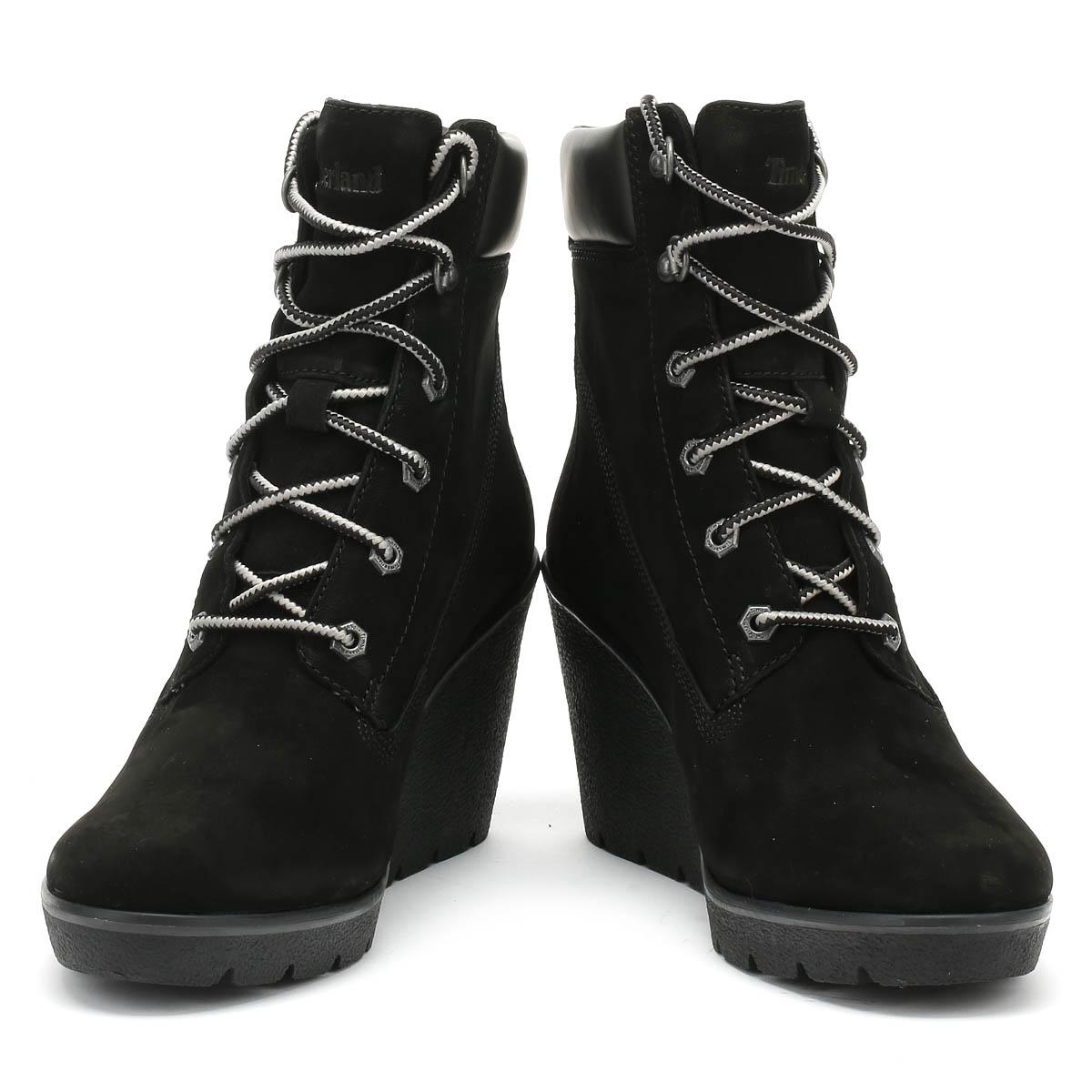 black timberland wedges