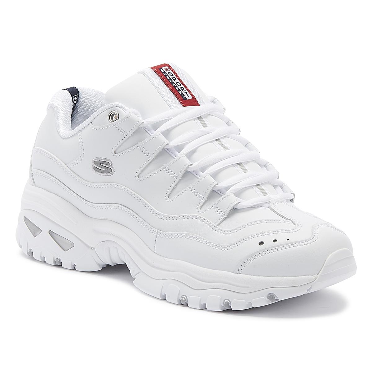 Skechers Leather Energy Womens White Trainers - Lyst