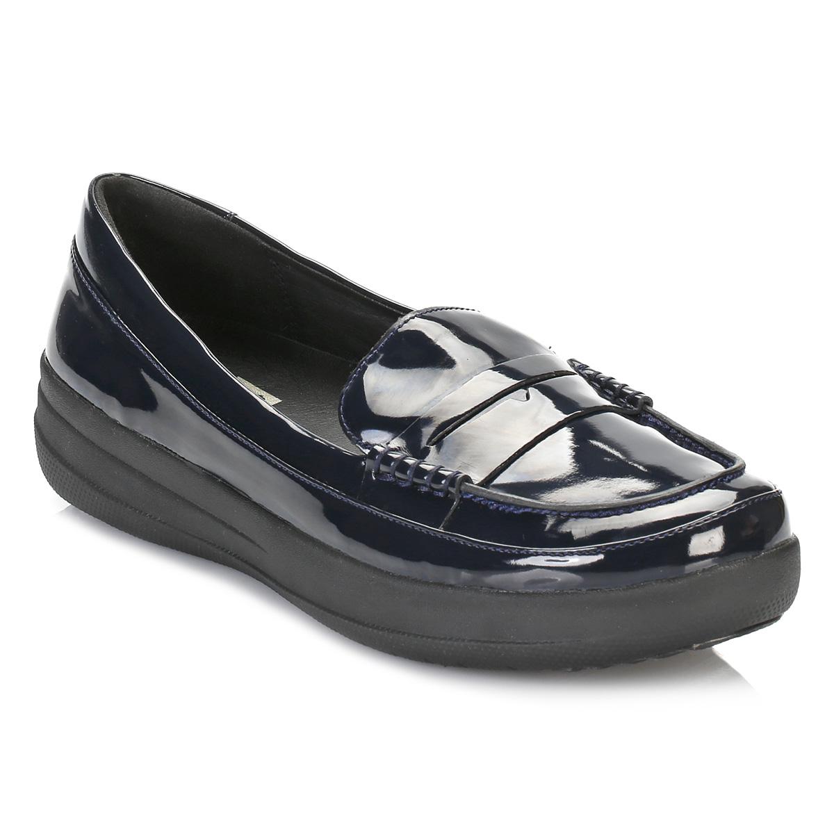 Fitflop Synthetic Womens Supernavy Patent F-sporty Penny Loafers - Lyst