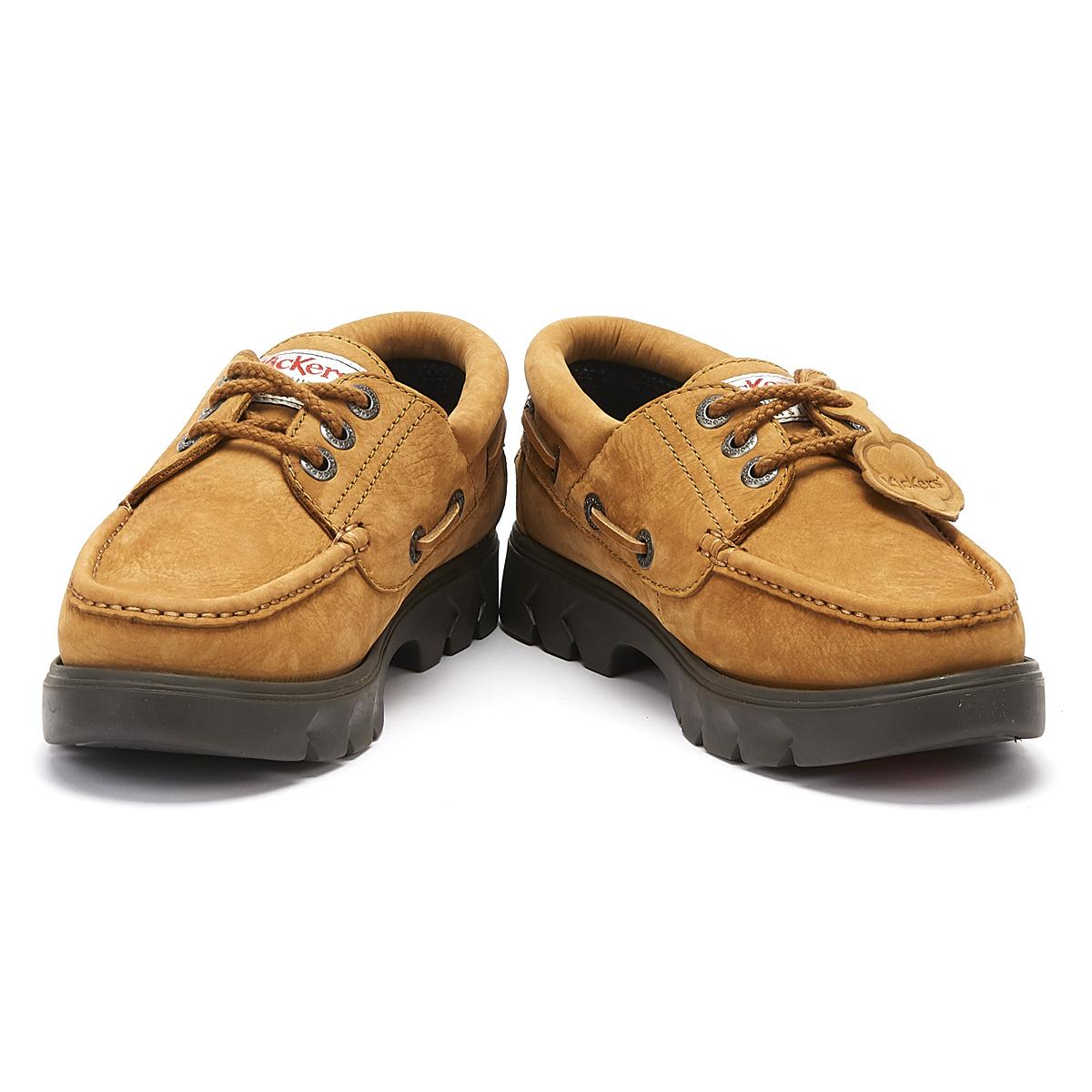 RRP £65 Mens Brixton Leather SlipOn Loafers Boat Summer Woven Shoes Tan UK 8-10
