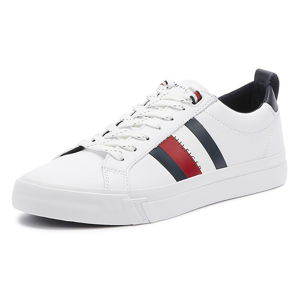 tommy hilfiger flag detail leather low tops