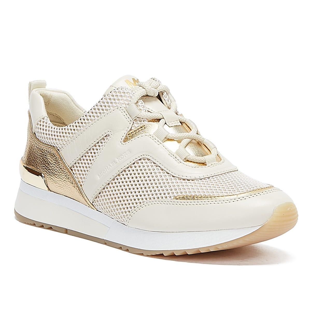 michael kors white and gold trainers