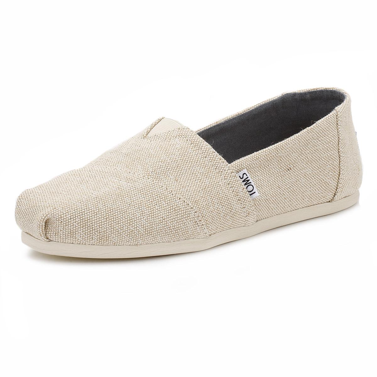 TOMS Womens Natural Metallic Linen Classic Espadrilles - Lyst