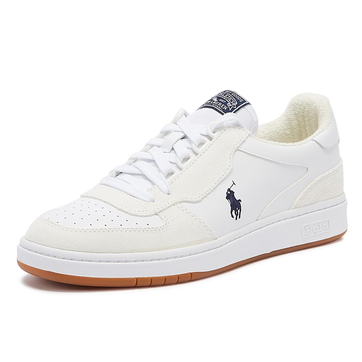 Ralph Lauren Leather Polo Court Mens White / Navy Trainers for Men - Lyst