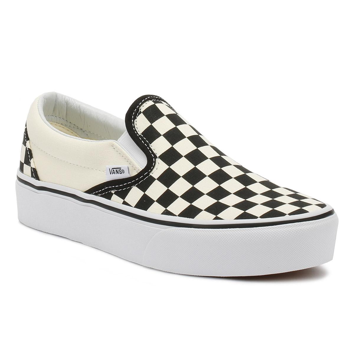 platform checkered slip on vans