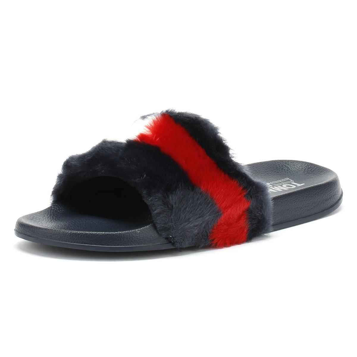 tommy hilfiger furry slides