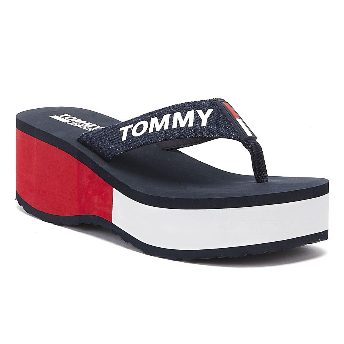 Tommy Hilfiger Denim Tommy Jeans Color Block Flatform Womens Rwb Flip Flops  in Navy (Blue) - Lyst