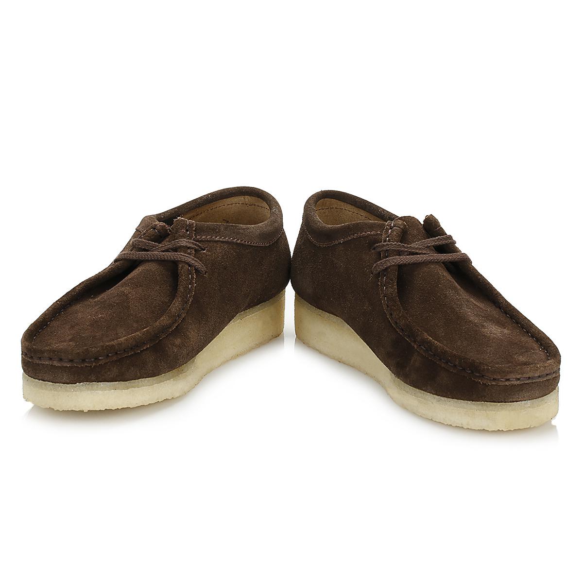 Clarks Originals Mens Dark Brown Wallabee Suede Shoes for