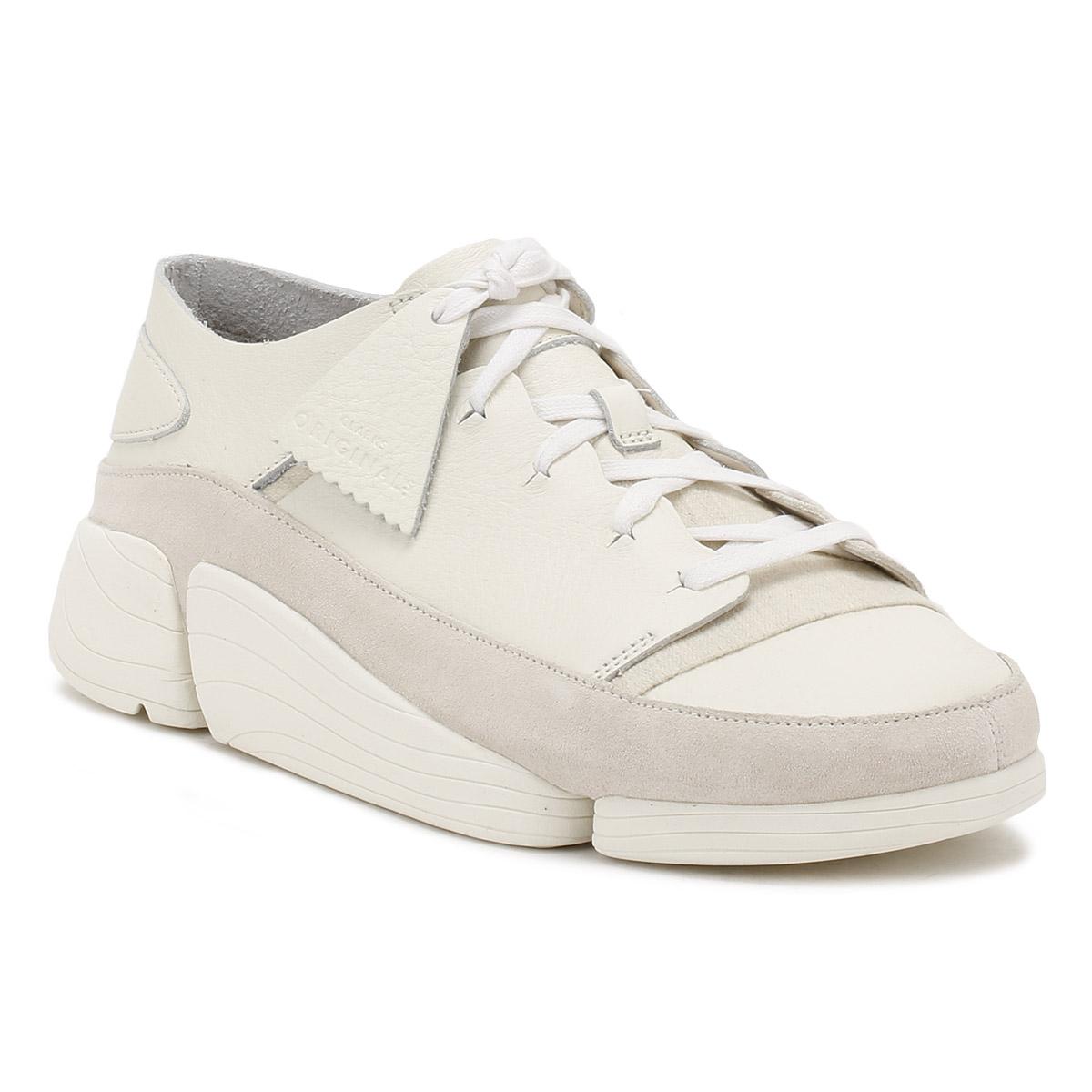 clarks mens white trainers
