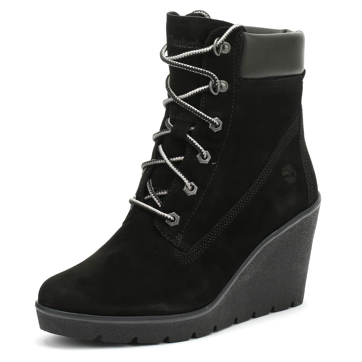 timberland wedges black