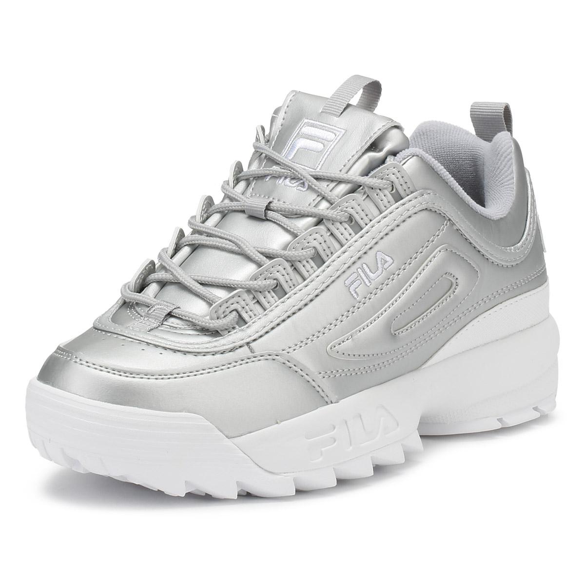 styrte Bemærk venligst linned Fila Leather Disruptor Ii Womens Metallic Silver Premium Trainers - Lyst