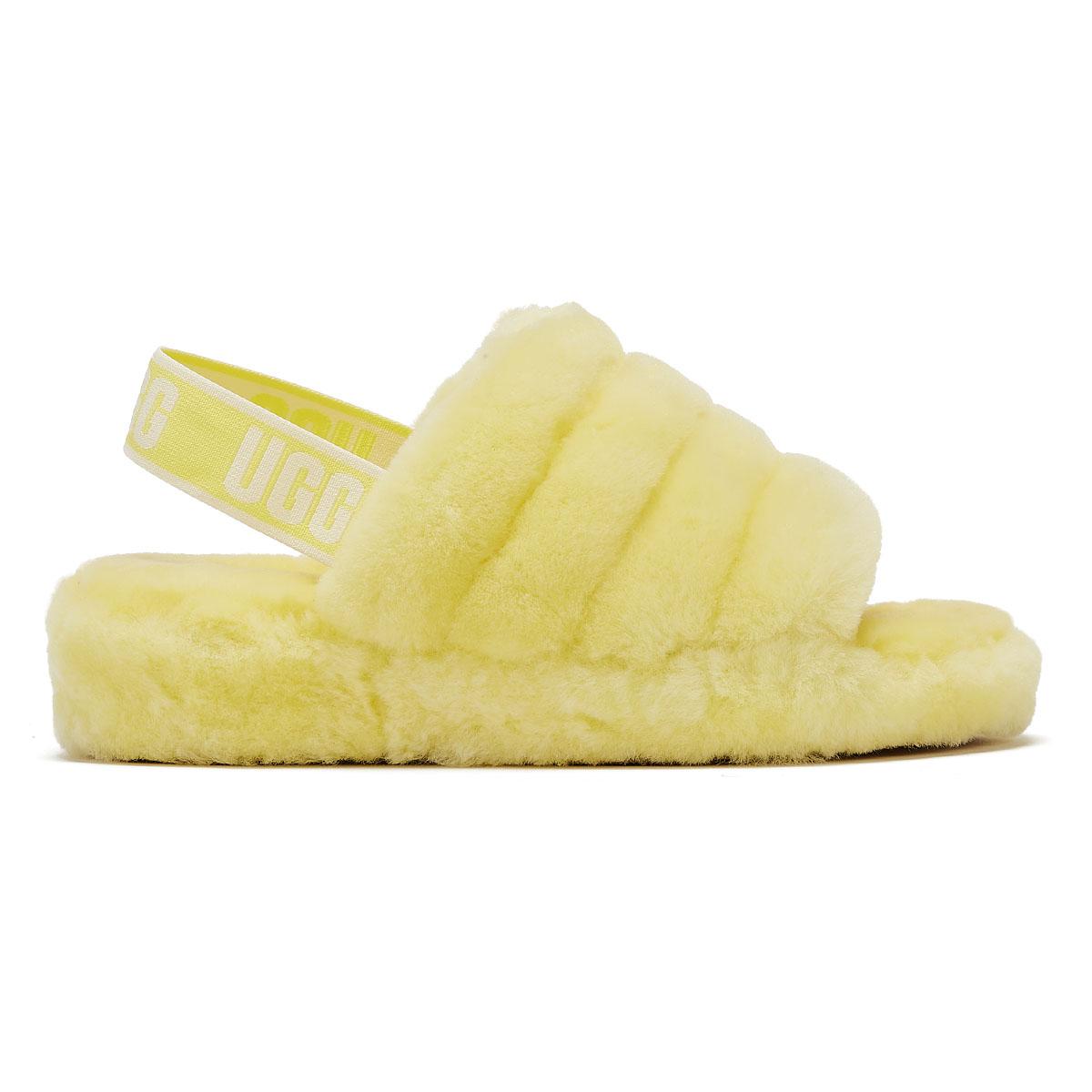 neon yellow ugg slides