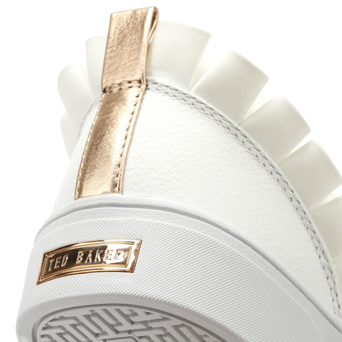 Ted Baker Astrina Leather Frill Low Top Trainers in White - Lyst