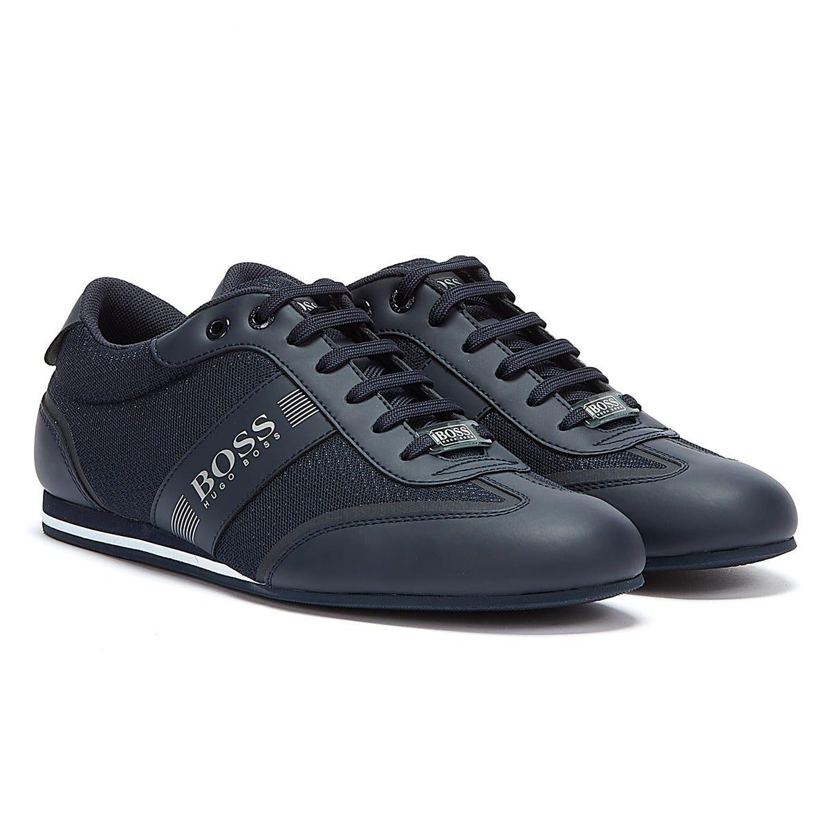 hugo boss blue leather trainers