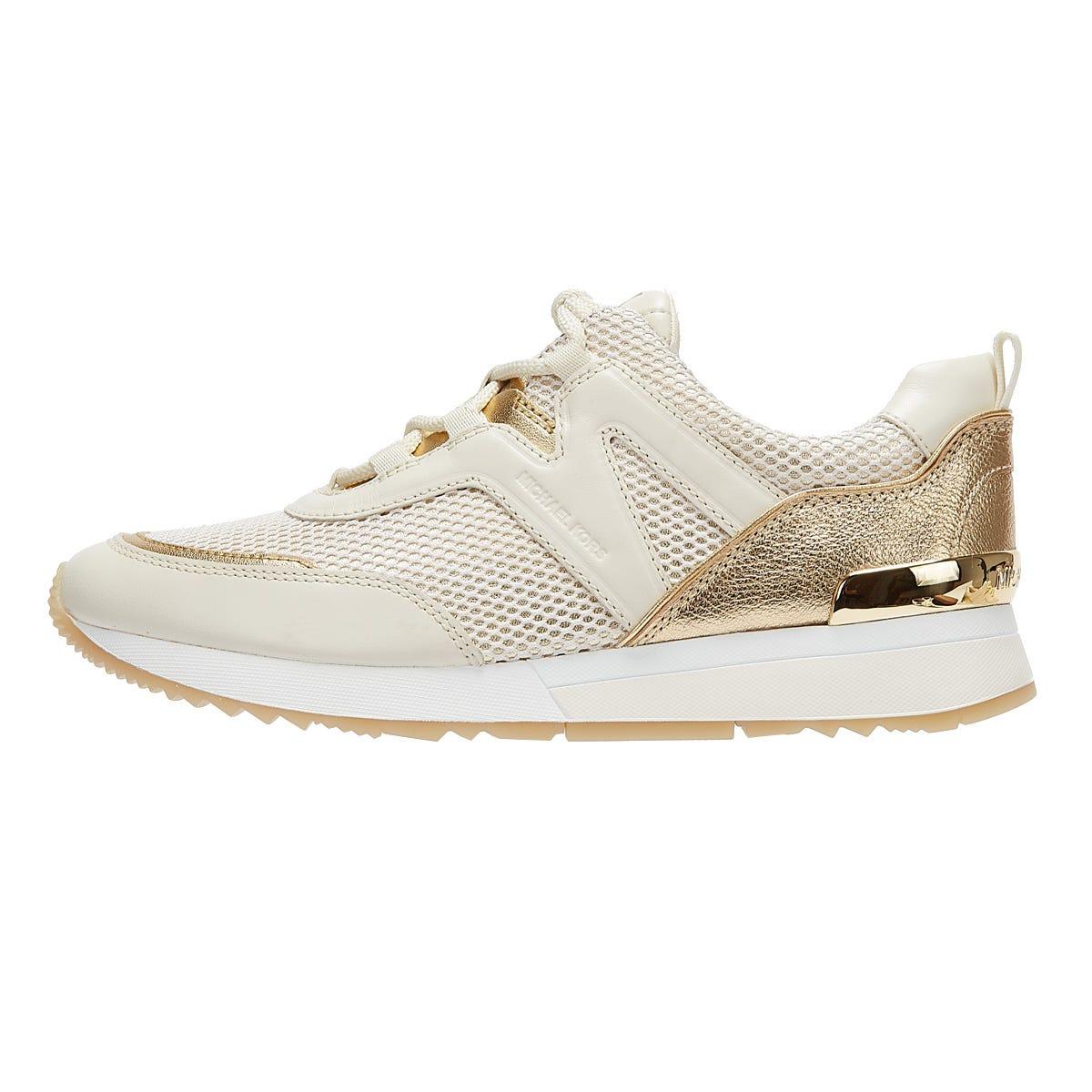 Michael Kors Leather Pippin Womens White / Gold Trainers - Lyst