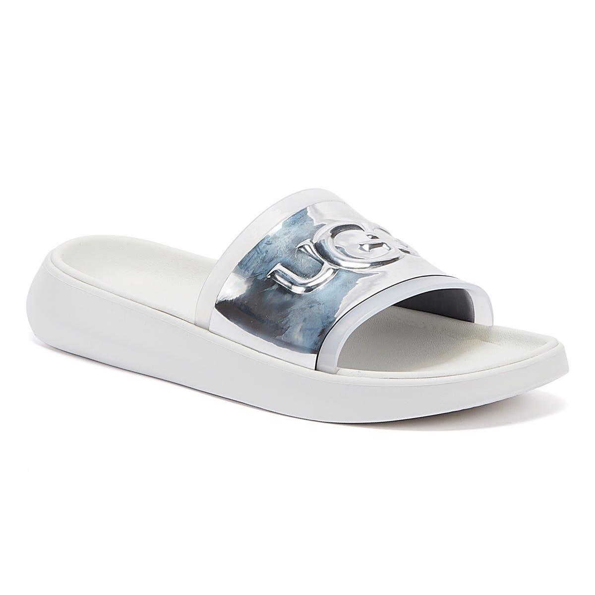 UGG Slippers And Clogs Hilama Slide Eco Leather Silver In